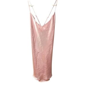 Victoria's Secret Pink Satin Slip Dress Open Back Cross Strap Mini L Large